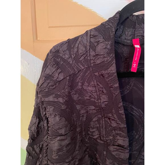 IC Collection Black Textured Kimono Jacket L Made in USA Rib Cuff Coat - Picture 5 of 11